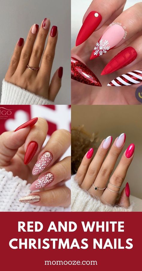 Red And White Christmas Nails, Festive Nails Christmas, White Sparkle Nails, Cranberry Nails, Christmas Nail Designs Holiday, Christmas Nails Glitter, White Christmas Nails, Christmas Nails Designs, Christmas Snowflakes Nails