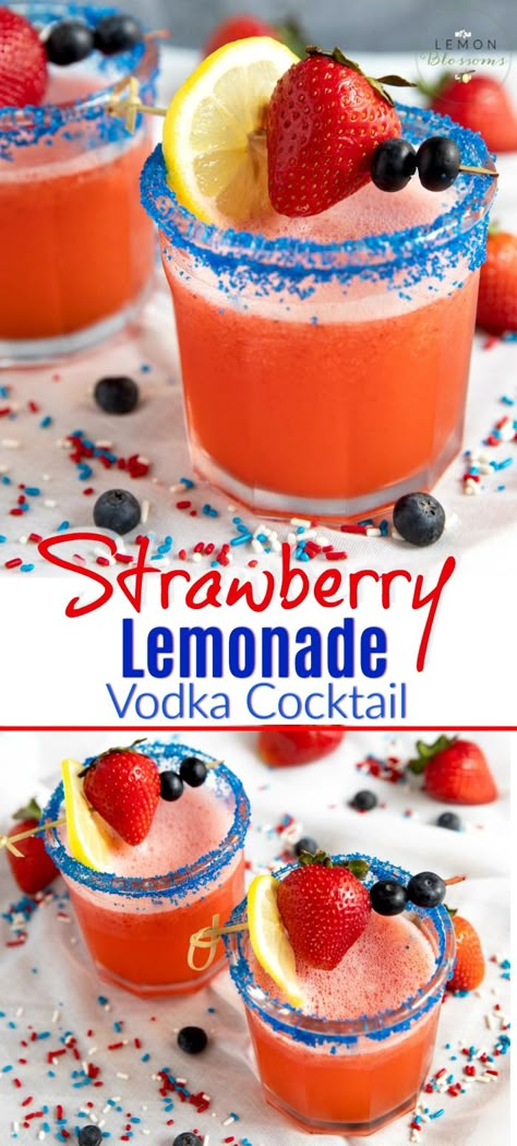 July Cocktails, Summer Party Drink, Patriotic Drinks, Cocktails Vodka, Fourth Of July Drinks, 4th Of July Cocktails, Coctails Recipes, Vodka Lemonade, Vodka Cocktail