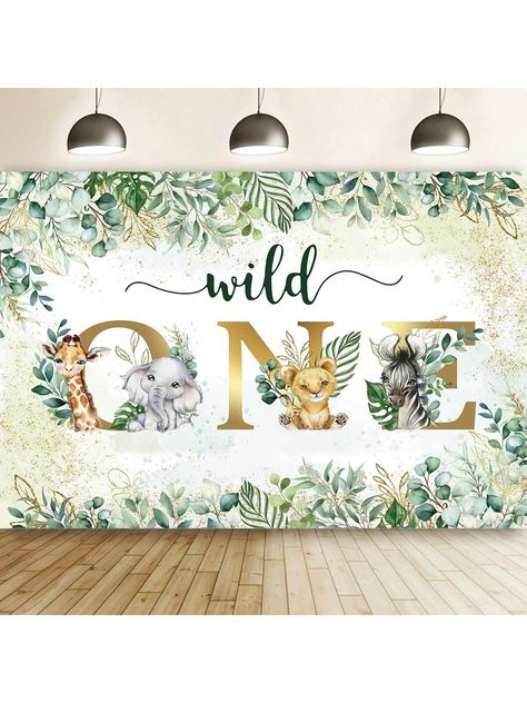 Jungle Animals Wild One Backdrop For 1st Birthday Decoration Photography Background Gold Green Greenery Leaves Birthday Party Supplies Forest Animals Themed Banner Perfect Party & Wall Decoration,Christmas Multicolor    Polyester     Event & Party Supplies, size features are:Bust: ,Length: ,Sleeve Length: Wild One Photo Backdrop, Wild One Birthday Party Boys Decorations, Wild One Backdrop, 1st Birthday Decoration, Party Wall Decorations, Decoration Photography, Wild One Birthday Party, Party Wall, Background Gold