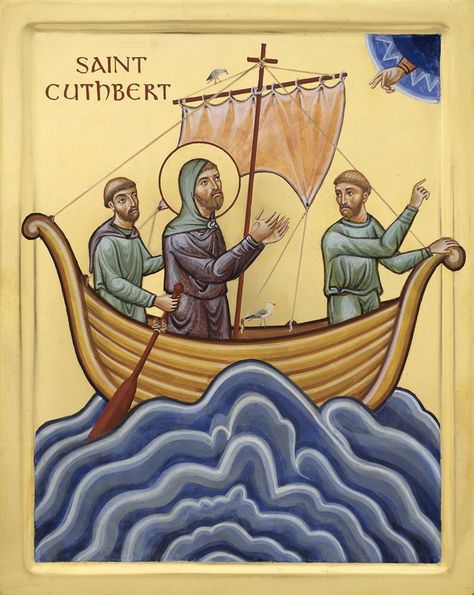 St Cuthbert - Aidan Hart Sacred Icons Saint Illustration, Saint Cuthbert, St Edward The Confessor, Hart Icon, Saint Katherine, St Genevieve, Coptic Art, St Columba, Icon Photos