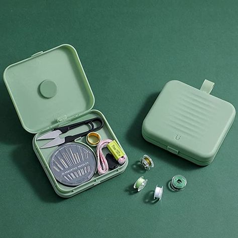 Amazon.com: 【Latest Models】Portable Travel Home Small Magnetic Sewing Box, Mini Kits Storage-Box, Beginners DIY Thread Needle Threader Scissors Kit（Green).Boxes and Quick Fix Kit, 001 Sewing Kit Storage, Mini Sewing Kit, Thread Storage, Travel Sewing, Sewing Storage, Sewing Essentials, Costura Diy, Needle Threader, Needle Case