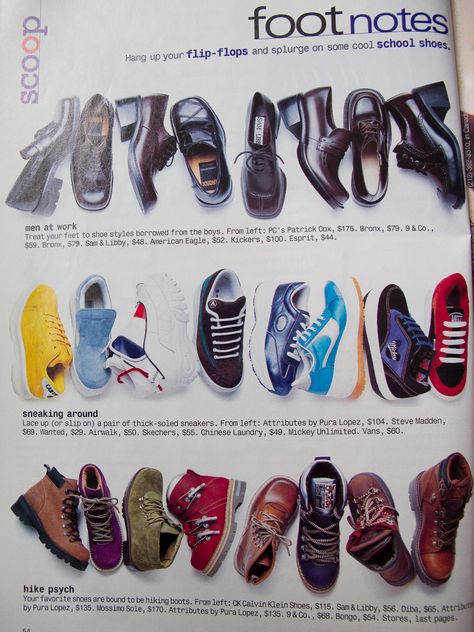 Foot notes 1997, uploaded by huppypie on flickr Winter Hipster, Seventeen Magazine Fashion, Punk Girls, 90s Shoes, Fashion 1990s, Early 2000s Fashion, Shoes Teen, 1990s Fashion, School Shoes