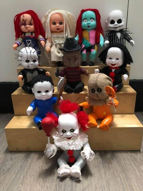 Diy Halloween Baby, Diy Halloween Doll, Styrofoam Heads, Altered Dolls, Creepy Doll Halloween, Horror Crafts, Doll Horror, Creepy Baby Dolls, Horror Dolls