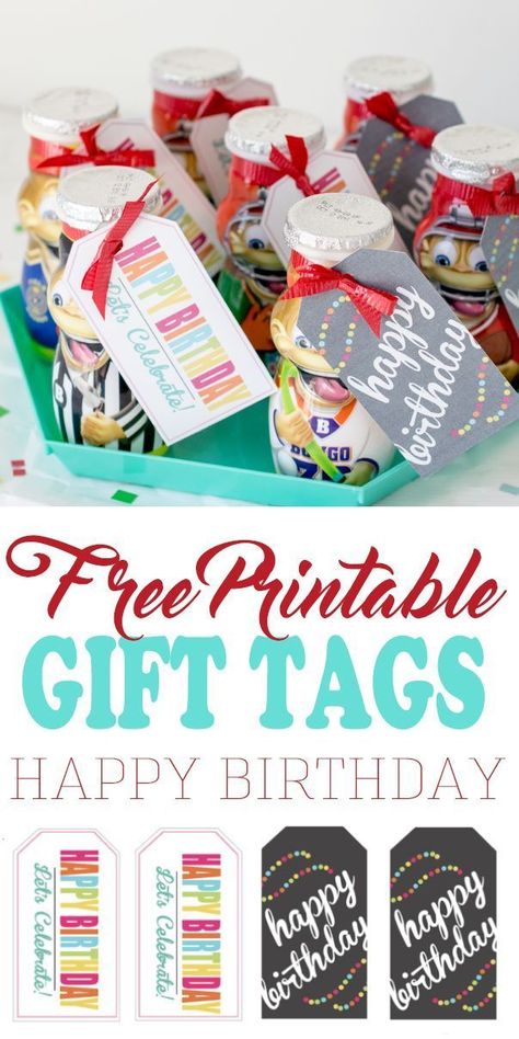 Free Printable Happy Birthday Tags for Gifts or small party treats and favors Happy Birthday Treats Gift Ideas, Birthday Tags For School Treats, Staff Birthday Treat Ideas, Happy Birthday Gift Tags Printable Free, Class Birthday Treats, Classroom Birthday Treats, Bday Treats, Birthday Free Printables, Snacks School