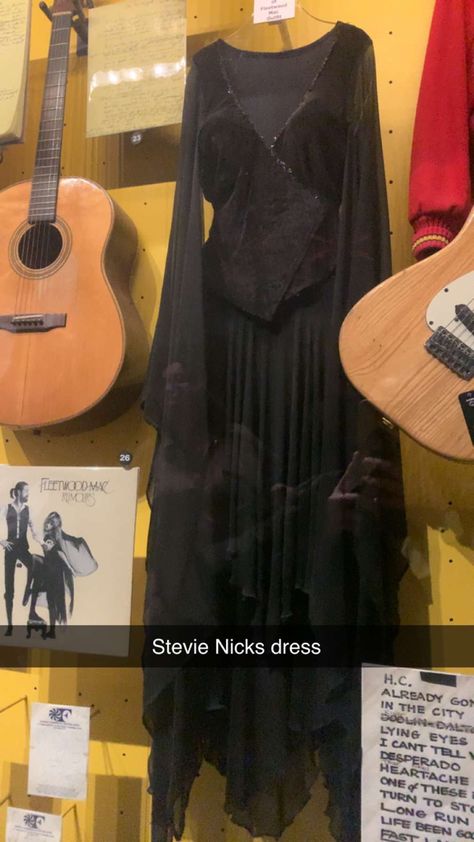 Fleetwood Mac Dress, Stevie Nicks Black Dress, Stevie Nicks Prom Dress, Steve Nicks Style, Stevie Nicks Iconic Outfits, Fleetwood Mac Outfit Ideas, Stevie Nicks Style Outfits, Stevie Nicks Makeup, Stevie Nicks Concert Outfit Ideas