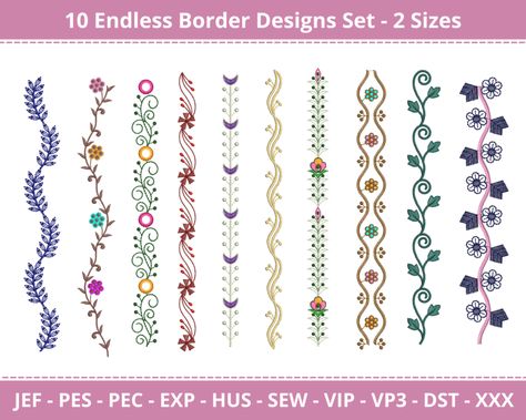 Embroidery Border Designs, Quran Notes, Forest Embroidery, Maya Design, Drawing Plants, Embroidery Border, Hoop Projects, Decorative Lines, Me Design