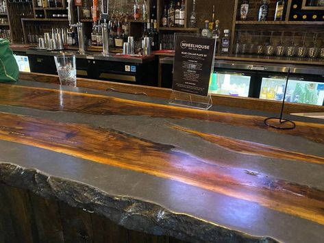 Concrete Countertop Creativity Part 2 | Concrete Decor Stained Concrete Countertops, Concrete Bar, Colored Concrete, Home Bar Rooms, Resin Countertops, Concrete Countertop, Concrete Countertops Kitchen, Themed Kitchen, Concrete Counter