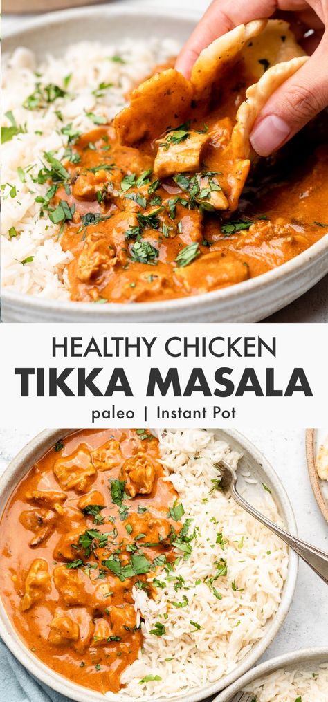 Gluten Free Tikka Masala, Indian Chicken Recipes Healthy, Healthy Chicken Masala, Healthy Indian Chicken Curry, Healthy Crockpot Indian Recipes, Coconut Milk Tikka Masala, Chicken Tikka Masala Dairy Free, Ground Chicken Tikka Masala, Chicken Tikka Masala Coconut Milk