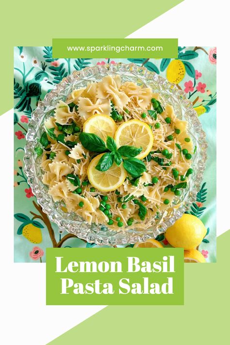 Lemon Basil Pasta Salad Lemon Basil Pasta Salad Trader Joes Recipe, Lemon Basil Pasta Salad, Farfalle Pasta Salad, Lemon Pasta Salads, Lemon Basil Pasta, Basil Pasta Recipes, Basil Pasta Salad, Meal Rotation, Pasta Salad Ingredients