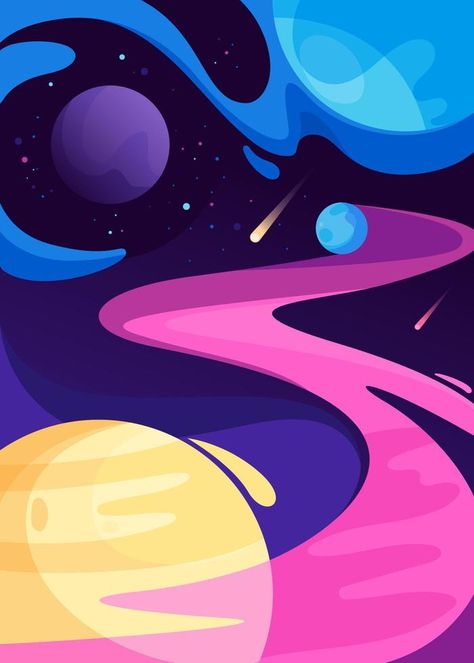 Poster with planets in space. Planets Poster, Sci Fi Background, Planet Vector, Astronaut Wallpaper, Graphic Design Styles, Planet Design, Space Space, Space Illustration, Graphics Layout