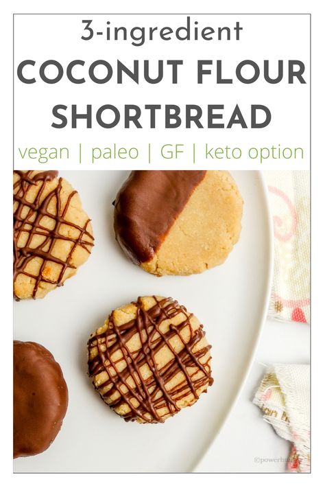 3-ingredient coconut flour shortbread! Made with coconut flour, sweetener, coconut oil), these fast, easy cookies are also nut-free, gluten-free, grain-free, Paleo, and keto-friendly (with 1 ingredient swap). #keto #ketocookies #coconutflour #coconutflourcookies #vegan #eggfree #nutfree #dairyfree #3ingredients #easy #easyrecipe #paleo #paleocookies #coconutflourshortbread #grainfree #glutenfree #cleaneating #cleaneats #fitnessfood #easyketo #veganketo #cleaneating #cleaneats Coconut Flour Shortbread, Coconut Sugar Recipes, Healthy Holiday Baking, Coconut Flour Cookies, Grain Free Cookies, Super Cookies, Paleo Cookies, Plant Based Whole Foods, Cookie Snack