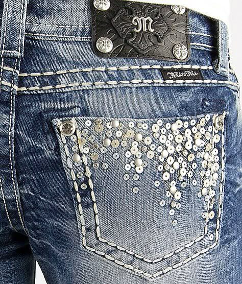 Bedazzle Jeans, Jeans Pocket, Sequin Jeans, Mode Country, Bling Jeans, Buckle Outfits, Buckle Jeans, Denim And Diamonds, Denim Pocket