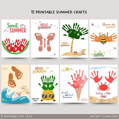 Simple Summer Crafts for Infants: Perfect for Little Hands and Big Smiles Handprint Memory Book, Footprint Art Kids, Summer Crafts For Toddlers, Toddler Daycare, Keepsake Crafts, Baby Art Projects, Footprint Crafts, Daycare Activities, Footprint Art