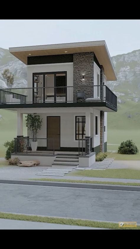 Small House Design Philippines, Arsitektur Art Deco, 3 Storey House Design, Small Modern House Plans, Two Story House Design, House With Balcony, 2 Storey House Design, House Balcony Design, Two Story House