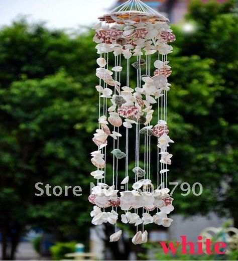 Seashell Windchime, Seashell Wind Chimes, Tassel Wall Hang, Shell Wind Chimes, Modern Coastal Decor, Diy Wind Chimes, Shell Crafts Diy, Magical Things, Beach Wall Decor