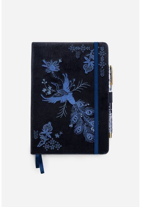 AZURE JOURNAL AND PEN SET | Johnny Was Small Notebook Aesthetic, Pretty Notebooks, Pen Stationary, Notebook Aesthetic, Blue Journal, Blue Notebook, Aesthetic Gifts, Placement Embroidery, Aesthetic Cottage