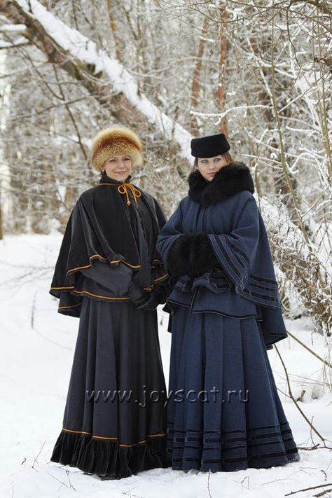 1800 Russian Fashion, 1800 Winter Outfits, 1870s Winter Fashion, 1800s Winter Dress, Edwardian Winter Coat, 1840s Winter Fashion, Victorian Winter Clothes, 1800s Winter Fashion, Winter Victorian Outfit