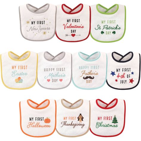 Free 2-day shipping on qualified orders over $35. Buy Hudson Baby Boy and Girl Holiday Bib, 10-pack - Holiday Bib at Walmart.com Baby Vision, My First Easter, Hudson Baby, Bib Set, Baby Diy, Holiday Baby, First Halloween, Holiday Birthday, Baby Essentials