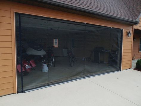 The Francis Zip-Roll Screen is an inexpensive way to convert your outdoor spaces into an insect-free social area. We are an American company from Ohio and make our zip-roll screen in America. Door Size: 96" H x 96" W x 1" D | Francis Zip-Roll Screen Retractable Screen For Garage Door Fiberglass, Size 96.0 W in | Wayfair Plan Carport, Garage Door Screen, Cedar Garage Door, Roll Up Garage Door, Cedar Door, Carport Covers, Garage Screen Door, Wooden Garage Doors, Sectional Garage Doors