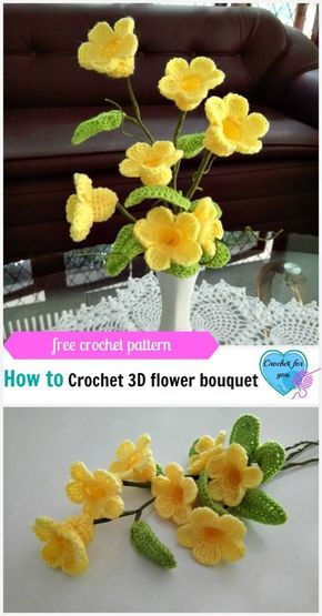 Dreamcatcher Crochet, Crochet Plants, Bouquet Crochet, Crochet Puff Flower, Beau Crochet, Gubahan Bunga, Crochet Idea, Crochet Flowers Free Pattern, Confection Au Crochet