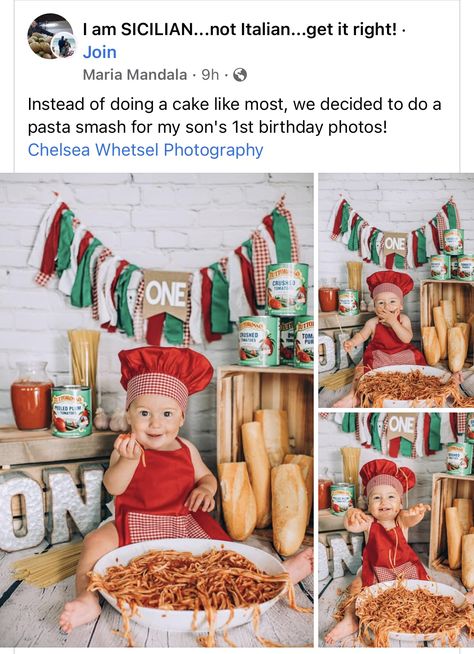 Pizza First Birthday Photo Shoot, Italian Themed Birthday Party Ideas, Pizza One Year Old Photoshoot, Italian Themed Smash Cake, Pizza Birthday Photoshoot, Italian Food Birthday Party, Pizza Smash Cake Photoshoot, Pizza Smash Photoshoot, 100 Foods Before One Photoshoot