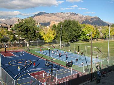 Football Court, Outdoor Sports Court, Future Educator, Sports Facility Architecture, Outdoor Kids Play Area, Sports Facility, Outdoor Basketball Court, Sports Court, Sport Center