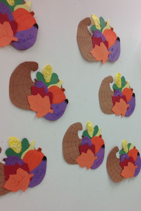 Cornucopia make the fruit with construction paper and let them glue it to the cornucopia Cornucopia Art For Toddlers, Cornucopia Crafts For Toddlers, Cornacopia Craft For Toddlers, Cornicopia Crafts For Preschool, Cornicopia Crafts For Kids, Cornucopia Craft Preschool, Cornacopia Craft, Cornicopia Crafts, Thanksgiving Kids Craft