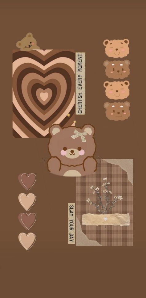 Brown bear cute and aesthetic wallpaper for iphone 🐻 Chocolate Bear Wallpaper, Brown Aesthetic Cartoon Wallpaper, Cute Bear Brown Wallpaper, Brown Aesthetic Bear Wallpaper, Brown Bear Astethic, Aesthetic Brown Bear Wallpaper, Teddy Bear Aesthetic Drawing, Kawaii Brown Wallpaper, Brown Teddy Bear Wallpaper