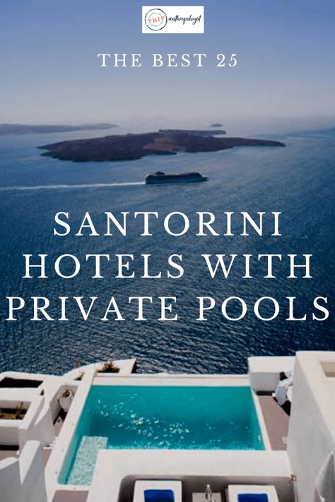 Santorini Cave Hotel, Best Hotels In Santorini, Contemporary Luxe, Greek Holiday, Santorini Grecia, Greek Islands Vacation, Greece Honeymoon, Greek Vacation, Plunge Pools