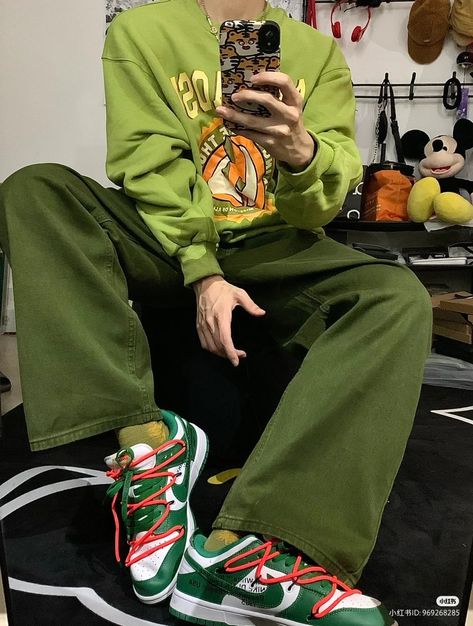 Man Colorful Outfit, Bright Male Outfits, Funky Male Outfits, Male Outfit Board, Colourful Male Outfits, Green Masc Outfits, Vibrant Outfits Men, Love Core Outfits Male, Bright Mens Outfits