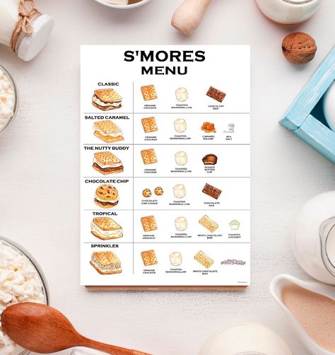 Smores Menu, Stabilo Fineliner, Picnic Bar, Smores Station, Nutty Buddy, Hot Dog Cart, Bar Station, Outdoor Birthday, Fineliner Pens