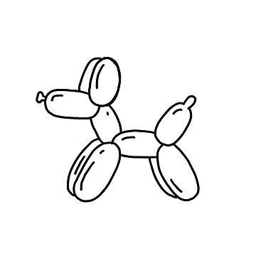 "balloon dog" Classic T-Shirt for Sale by and3384 Balloon Dog Outline, Balloon Animal Doodle, Balloon Dog Tattoo Outline, Dog Toy Drawing, How To Draw A Balloon Dog, Balloon Line Art, Balloon Dog Tattoo, Balloon Animal Drawing, Balloon Dog Drawing