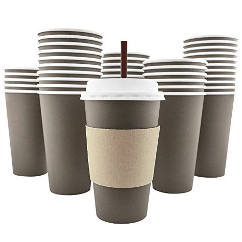 100 Pack - 16 Oz Disposable Hot Paper Coffee Cups, Lids, Sleeves, Stirring Straws To Go. For product & price info go to:  https://all4hiking.com/products/100-pack-16-oz-disposable-hot-paper-coffee-cups-lids-sleeves-stirring-straws-to-go/ Food Packaging Boxes, Paper Coffee Cups, Food Box Packaging, Disposable Coffee Cups, White Coffee Cups, Paper Coffee Cup, Custom Recipe, Printed Cups, Disposable Cups