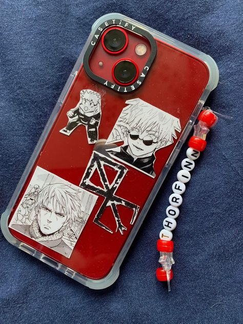 i just cut iut pictures of my faves and glued them inside the case. the charm is just beads i threaded on clear elastic #iphone #manga #anime #animeaesthetic Iphone Red Aesthetic, Iphone 13 Red Aesthetic, Iphone 13 Clear Case Aesthetic, Iphone 13 Red, Iphone Clear Case Ideas, Iphone 13 Aesthetic, Red Phone Case, Iphone Case Ideas, Red Iphone Case Aesthetic