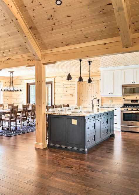 Log Home Kitchen, Log Home Interior, Log Home Kitchens, Cabin Interior Design, Log Cabin Interior, Log Home Interiors, Cabin Floor, Cabin Kitchens, Cabin Interiors