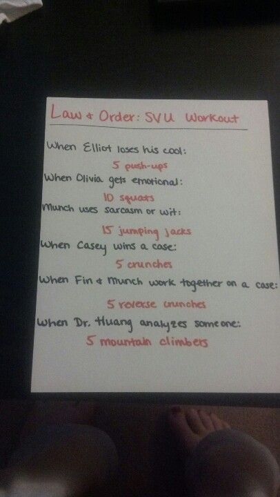 My personal Law and Order: SVU workout Law And Order Svu Tattoo Ideas, Law And Order Tattoo, Law And Order Svu Aesthetic, Svu Aesthetic, Tv Show Workouts, Mental Health Facts, Workout List, Justice System, Special Victims Unit