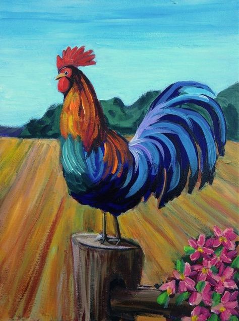 how to paint a rooster - Google Search More. Easy PaintingsBird PaintingsAnimal  PaintingsCanvas ... Farm Animal Paintings, Rooster Painting, Farm Paintings, Chicken Painting, Rooster Art, Farm Art, Chicken Art, Spring Painting, Night Painting