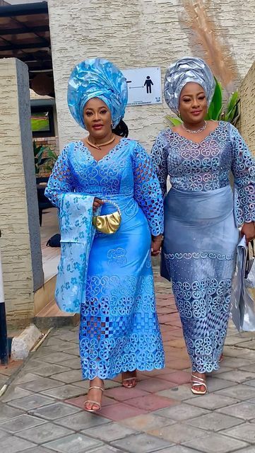 Buba Blouse And Wrapper, Iro Skirt And Blouse Lace Styles, Ankara Wedding Dress Styles, Iro Gown Style Lace, Big Wedding Ceremony, Damask Styles For Nigerian Women, Iro And Buba Styles Lace Classy, Iro And Buba Styles Lace, Buba Styles