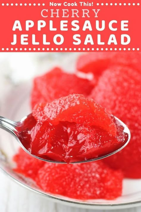 Jello Recipes Easy, Jello Thanksgiving, Cherry Applesauce, Walking Salad, Red Hot Jello, Applesauce Jello Recipe, Fluffy Jello, Applesauce Jello, Jello Salad Recipes