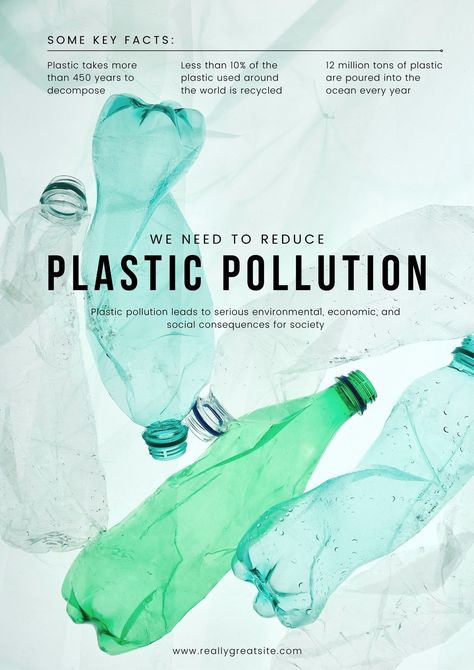 Light Green Minimalist Plastic Pollution Poster - Templates by Canva Inspiring Videos, Business Slogans, Plastic Free Living, Awareness Poster, Catchy Slogans, Water Pollution, Environment Day, World Environment Day, Plastic Pollution