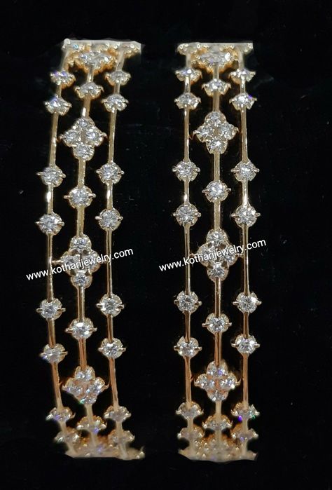 Close Setting Diamond Bangles, Diamond Earrings Indian, Diamond Gold Earrings, Indian Diamond Jewellery, Gold Bangles Indian, Hand Chain Jewelry, Bracelets Diamond, Pure Gold Jewellery, Diamond Bangles