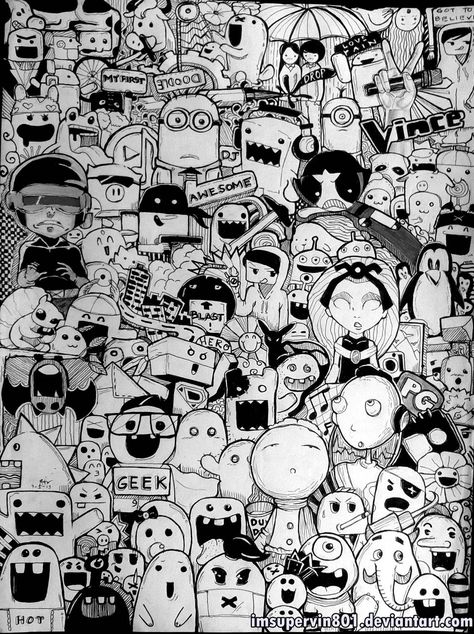 imsupervin80 Doodle Art Wallpaper, Doddle Art, Woodcut Art, Doodle Characters, Graffiti Doodles, Big Eyes Art, Doodle Art Drawing, Wallpaper Doodle, Drawing Letters