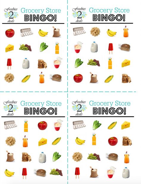 Free Grocery Bingo Printable Game Cards for Your Kids! (Keep 'em Quiet at the Grocery Store!) - Freebies2Deals Grocery Store Dramatic Play, Nutrition Activities, Preschool Centers, Nutrition Sportive, Food Activities, Sport Nutrition, Free Groceries, Parenting Ideas, Bingo Printable