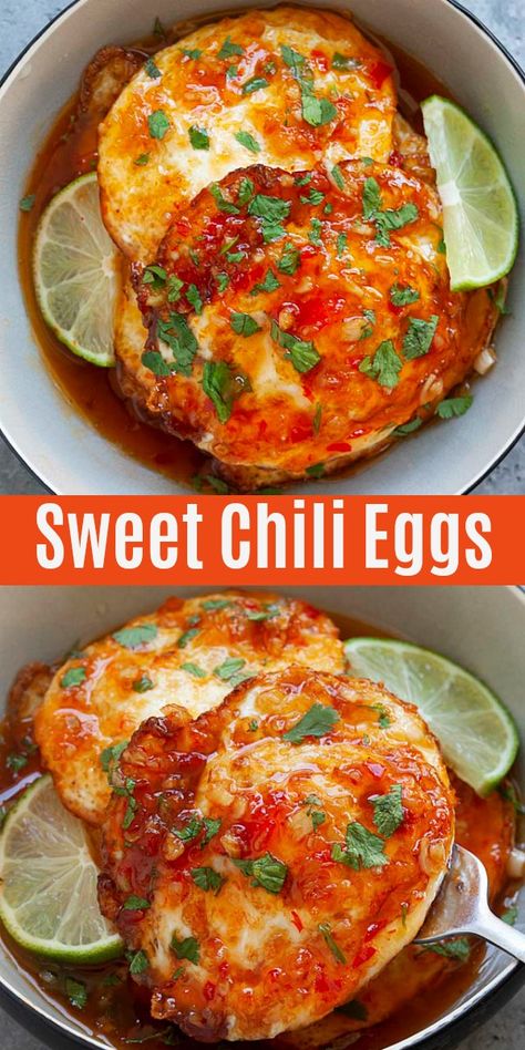 Fried Egg Dishes, Fried Egg Recipes Dinners, Asian Egg Breakfast, Thai Breakfast Recipes, Thai Eggs, Chili Eggs, Asian Egg Recipe, Brekkie Ideas, Thai Breakfast