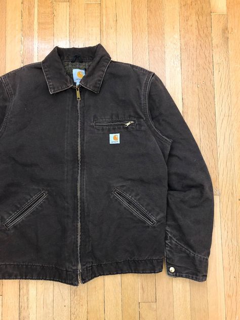 Vintage 90s Carhartt Faded Brown Detroit Jacket | Grailed Carhartt Detroit Jacket, Detroit Jacket, Street Jacket, Carhartt Detroit, Carhartt Jacket, Harrington Jacket, Men's Outerwear, Men Fashion Casual Outfits, Travel Inspo