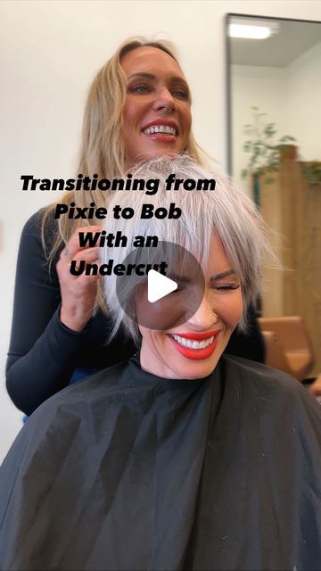 Transition From Pixie To Bob, Pixie To Shag Transition, How To Grow Hair From Pixie To Bob, Short Hair For Growing Out, How To Grow Pixie Into Bob, Short Bob With Undercut And Bangs, Styles To Grow Out A Pixie, Haircut For Growing Out Pixie, Grow Pixie Into Bob