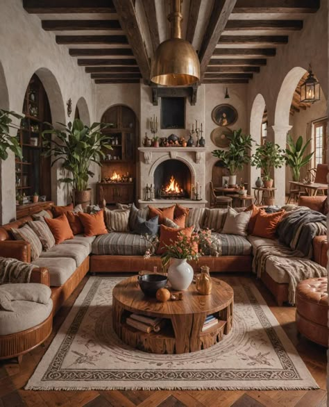 Hacienda Living Room Mexican, Spanish Style Homes Interior Living Rooms, Modern Spanish Style Homes Interior, Mexican Style Living Room, Hacienda Style Homes Mexican, Book Lounge, Spanish Style Home Interior, Home Decor And Organization, Modern Mexican Home Decor