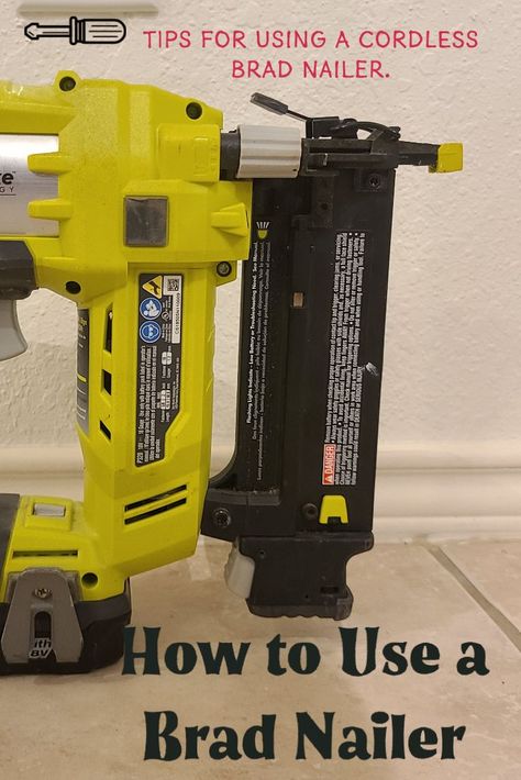 Here's how to use a cordless brad nailer for your home projects. Home Projects Diy, Ryobi Tools, Baseboard Molding, Brad Nailer, Cordless Power Tools, Home Tools, Baseboards, Power Drill, Projects Diy