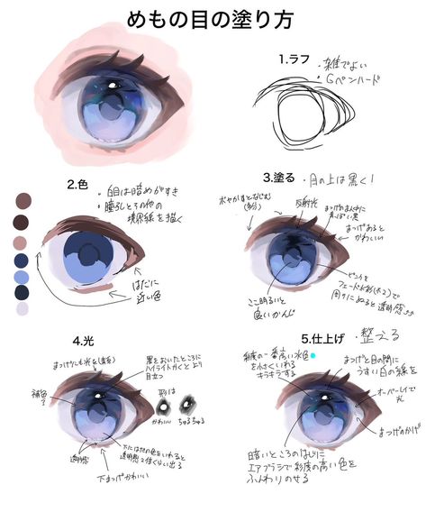 Colours Drawing, Cute Eyes Drawing, Eye Drawing Tutorials, How To Shade, Digital Art Beginner, Hair Colours, Anime Eye Drawing, Digital Painting Tutorials, Anime Drawings Tutorials