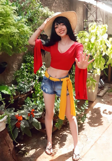 Luffy Girl, Luffy Cosplay, Crazy Costumes, Nerdy Outfits, Latina Outfits, Girl Cosplay, One Piece Cosplay, Clothing Design Sketches, Halloween Costumes Friends